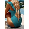 thumbnail image 3 of Maillot de Bain une Pièce pour Femmes à Volants Lacé Contrôle du Ventre, 3 of 5