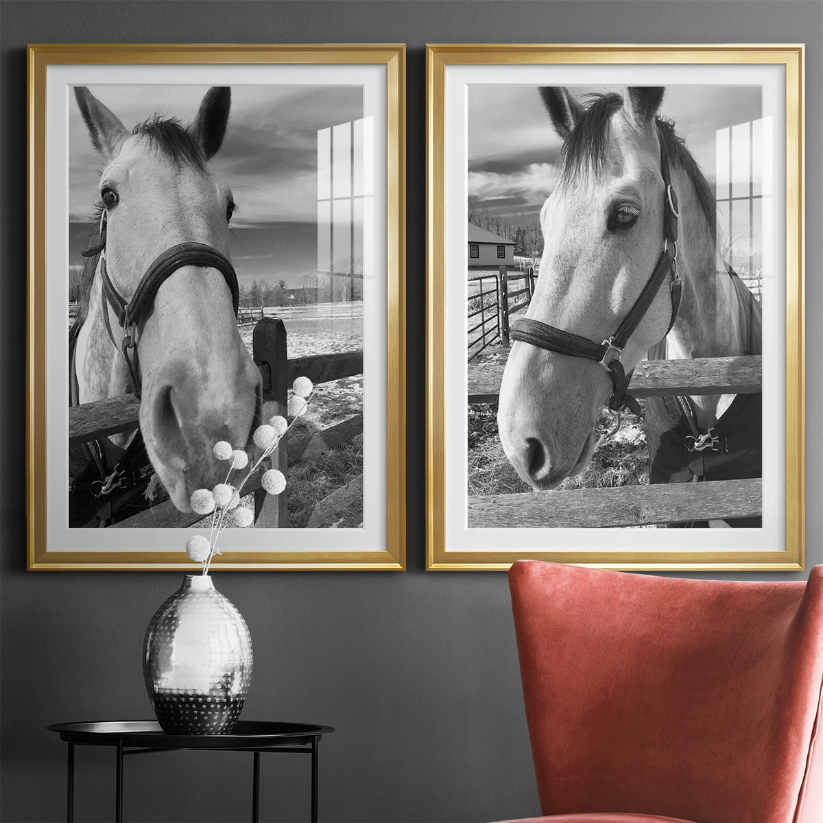Wexford Home Caen Premium Framed Print, 22.5" x 30.5" - Ready to Hang, Gold (Set of 2)