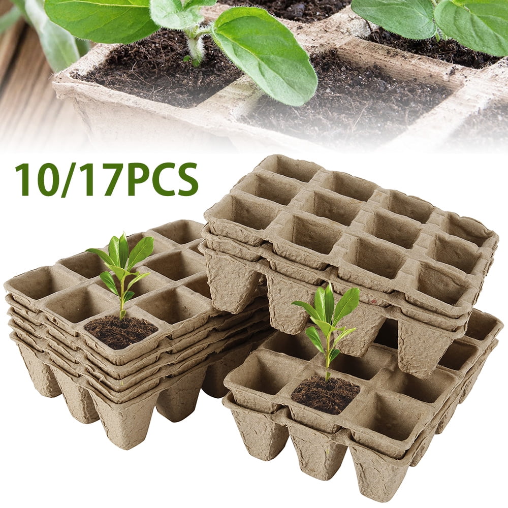 60 Cells Biodegradable Plant Seedling Tray 5pcs Peat Pots Seed Starter Trays 
