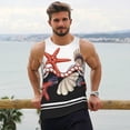 thumbnail image 6 of KLL Starfishes Shells Print Men's Muscle Gym Workout Stringer Tank Tops Bodybuilding Fitness T-Shirts Tank Tops Men-Large, 6 of 7