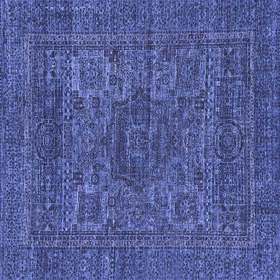 Ahgly Company Indoor Square Abstract Blue Modern Area Rugs, 3' Square