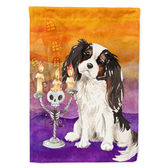 Hallween Tricolor Cavalier Spaniel House Flag