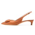 thumbnail image 4 of YDN Women Classic Low Kitten Heel Slingback Pumps Pointed Closed Toe Slip On Comfortable Business Shoes Size 8.5 Orange, 4 of 5