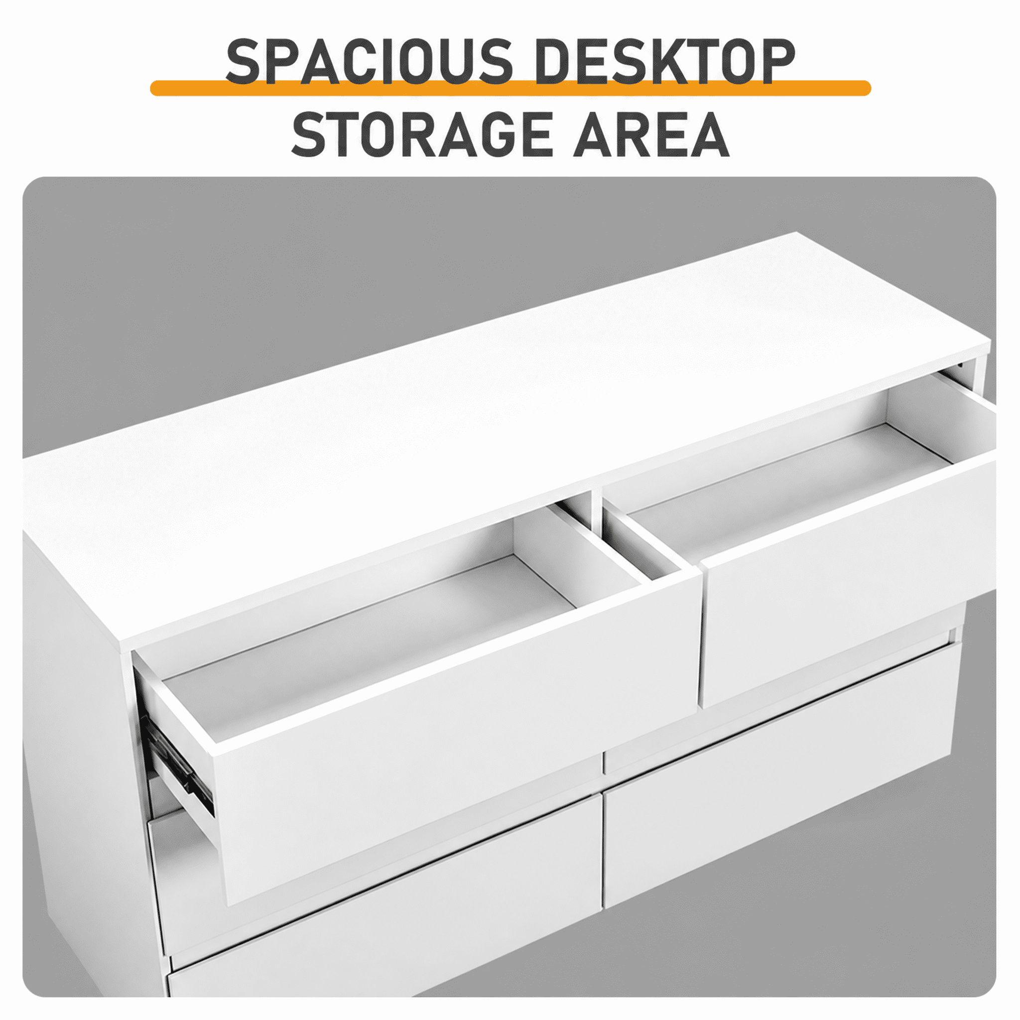 6-Drawer Storage Cabinet Chest of Drawers with USB-Powered RGB LED Strip 47.24*15.75*27.56in High-Gloss White