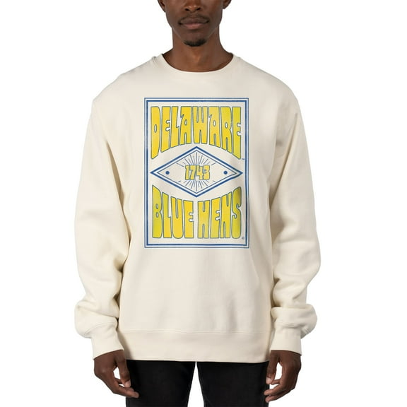 Men's Uscape Apparel Cream Delaware Fightin' Blue Hens Premium Heavyweight Pullover Sweatshirt