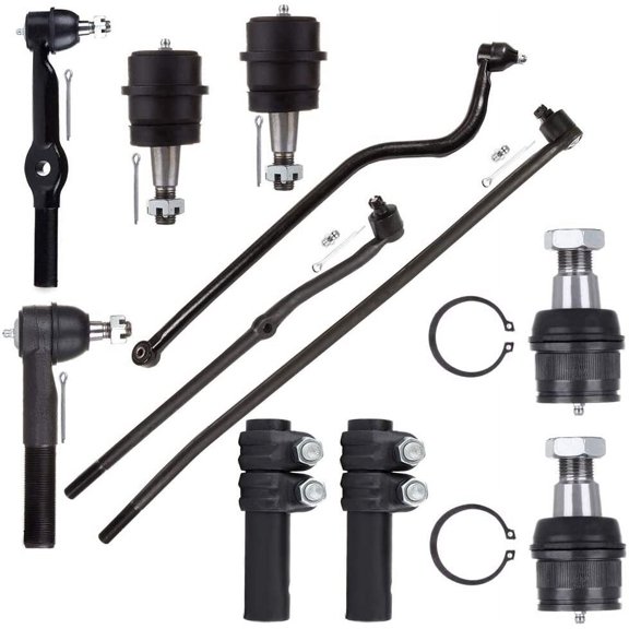 CCIYU Inner Tie Rod Ends At Pitman Arm Ball Joints Outer Tie Rod Ends Front Track Bar Adjusting Sleeve Compatible fit for 94-97 for Dodge Ram 1500 2500 3500 11pcs Suspension Kit