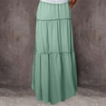 thumbnail image 3 of Women Pleated Maxi Skirts Trendy Tiered Flowy Skirt Drawstring High Waisted Long Skirt A Line Ruffle Skirt, 3 of 6