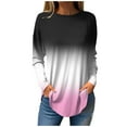thumbnail image 2 of Women's Gradient Printed Tunic Tops Casual Long Sleeve Shirts Round Neck Pullover, 2 of 6