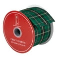 thumbnail image 5 of Northlight Green and Black Plaid Christmas Wired Craft Ribbon 2.5" x 10 Yards, 5 of 6