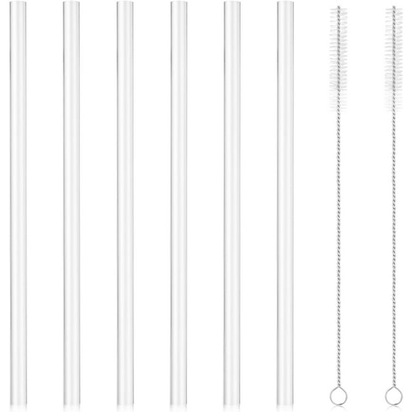 shiyou-6pcs Replacement Straws for Iron Flask Thermo Flask, Straws with 2 Cleaning Brushes Compatible with IRON °FLASK, Thermo flask, Hydro Flask Wide Mouth Bottle Straw Lid
