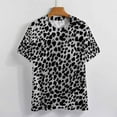 thumbnail image 3 of Leopard Print Pattern Women's Short Sleeve T-Shirt Crew Neck Casual Summer Trendy Loose Fit Tops, 3 of 6