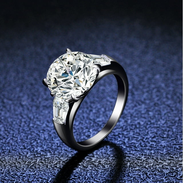 Anillo clásico de plata s925 con cuatro garras, anillo de diamantes Mosan de 5 quilates, anillo de diamantes de doble fila para mujer