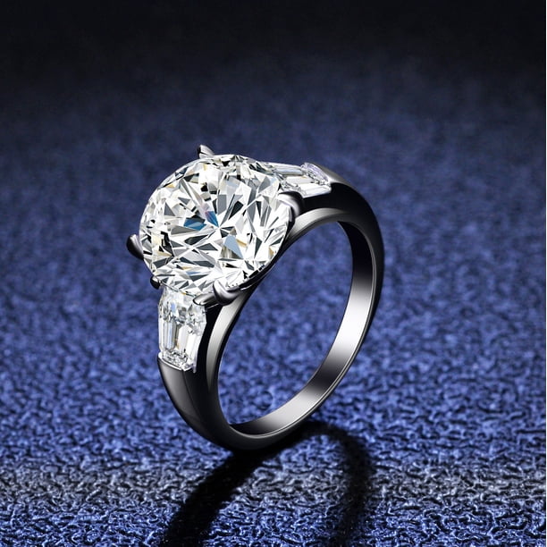 Anillo clásico de plata s925 con cuatro garras, anillo de diamantes Mosan de 5 quilates, anillo de diamantes de doble fila para mujer