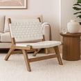 thumbnail image 3 of Loe Accent Chair- Boho Natural Rope Woven- Walnut Brown Angled Wood Frame, 3 of 7