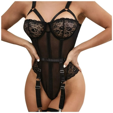 

TAIAOJING Ladies Strappy Waist Garter Belt Large Size Lace Half Cup Underwear