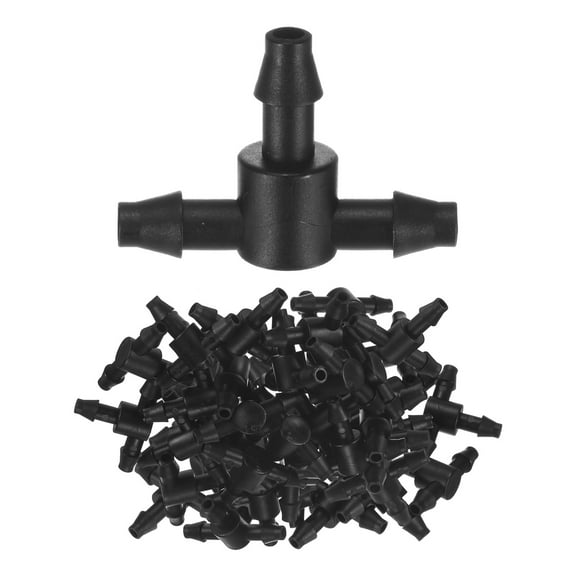 Uxcell 50-Pack Drip Irrigation Barbed Fittings, for 1/4 Inch Tees Tubing Connector Plastic Coupling Irrigation Parts Drip Pipe Accessories