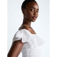 thumbnail image 4 of Scoop Women’s and Women’s Plus Off-the-Shoulder Smocked Ruffle Cotton Top, Sizes XS-4X, 4 of 5