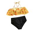 thumbnail image 2 of Faithtur Family Matching Swimsuit, Orange Print Sleeveless Bikini Set Swimming Trunks Bathing Suit, 2 of 5