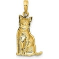 thumbnail image 3 of 14K Yellow Gold Textured Sitting Cat Charm - 25.3mm, 3 of 6