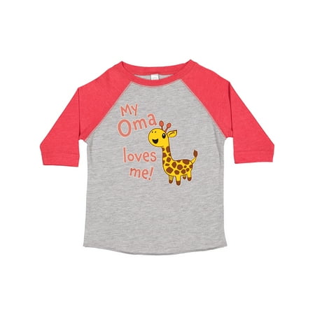 

Inktastic My Oma Loves Me- Cute Giraffe Gift Toddler Boy or Toddler Girl T-Shirt