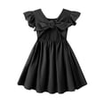 thumbnail image 1 of Vestido Dutebare para niñas pequeñas, algodón y lino, con volantes, halter, negro, 1 of 6