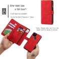thumbnail image 4 of Wallet Case Compatible with Google Pixel 4a 5G,[6 Card Slots] [Wrist Strap] [Stand Feature] Detachable 2 in 1 Magnetic Zipper Leather Slim Cover Case for Google Pixel 4a 5G,6.2 inch Red, 4 of 17