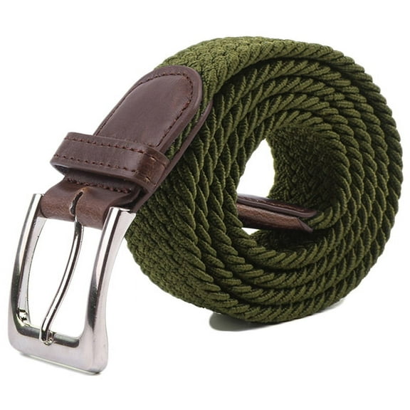 Gelante Adult's Canvas Elastic Fabric Woven Stretch Braided Belts - Olive, S