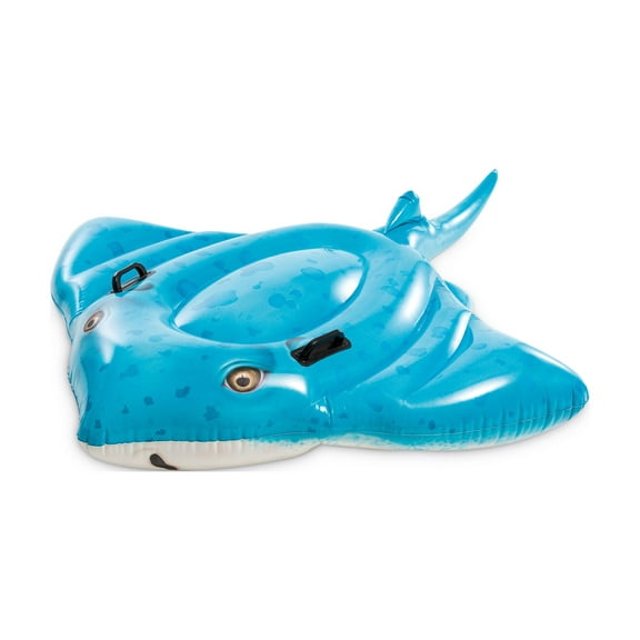 Intex Large Blue Stingray Ride-On Inflatable Pool Float with Handles for Ages 3 