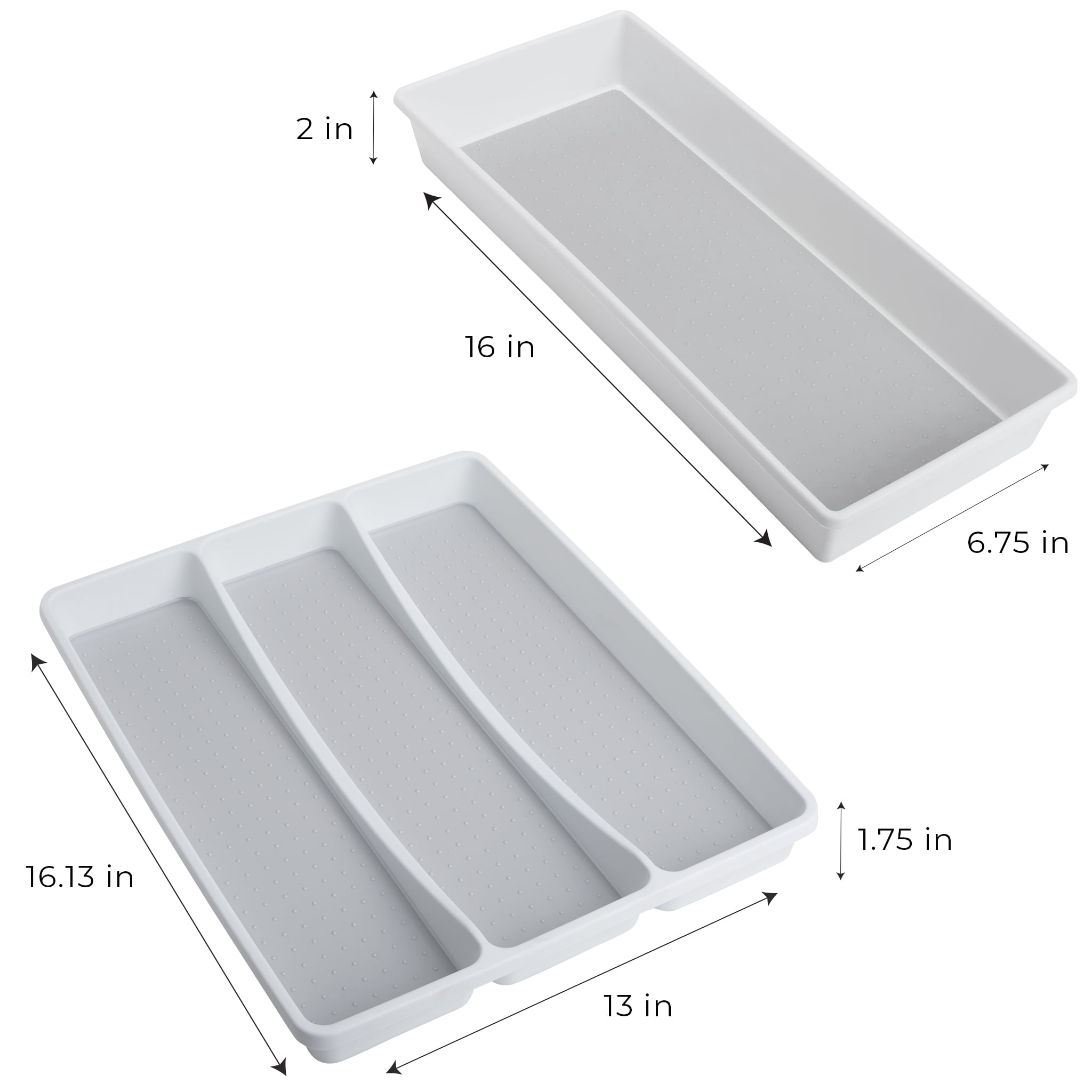 Smart Design Plastic Drawer Organizer - Set of 5 - Non- Slip Lining and Feet- Gray