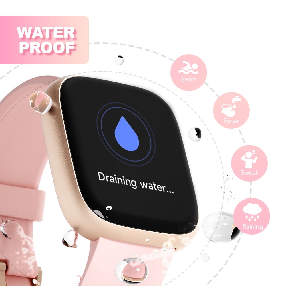 TOOBUR Smart Watch for Women, 1.83" Fitness Tracker Watch with Step Tracker/Pedometer/Sleep, IP68 Waterproof Smartwatch Calls Compatible iOS Android Pink