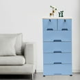 thumbnail image 3 of 50*35*102cm Rectangle White&Blue Storage Dresser Bedroom 6 Drawer Clothes Organizer Tower Cabinet, 3 of 17