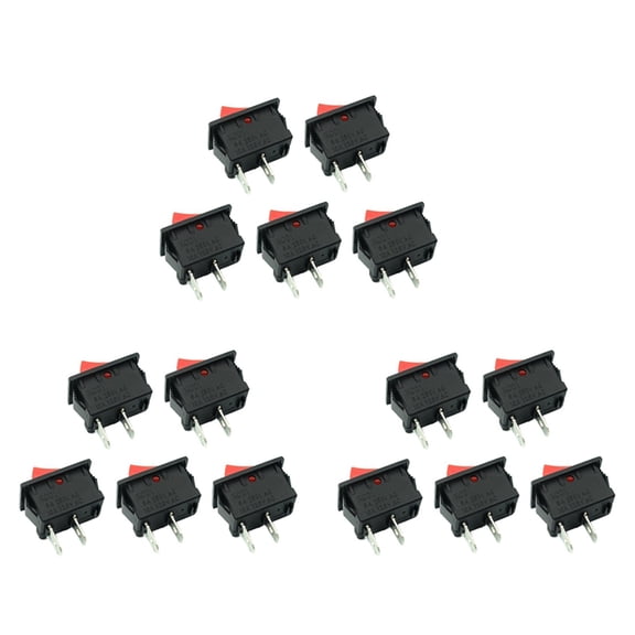 15PCS on-Off KCD11 2Pin 2P Black Car Rocker Switch 3A 250V 6A 125V AC Button KCD1-11 10X15 10X15 KCD117