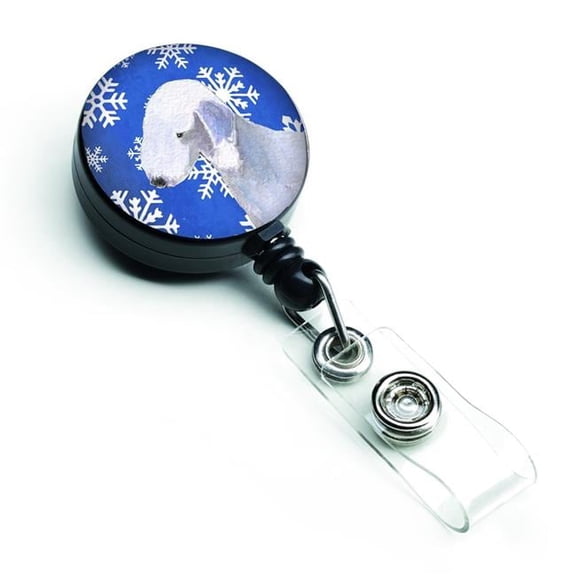 Carolines Treasures SS4621BR Bedlington Terrier Winter Snowflakes Holiday Retractable Badge Reel