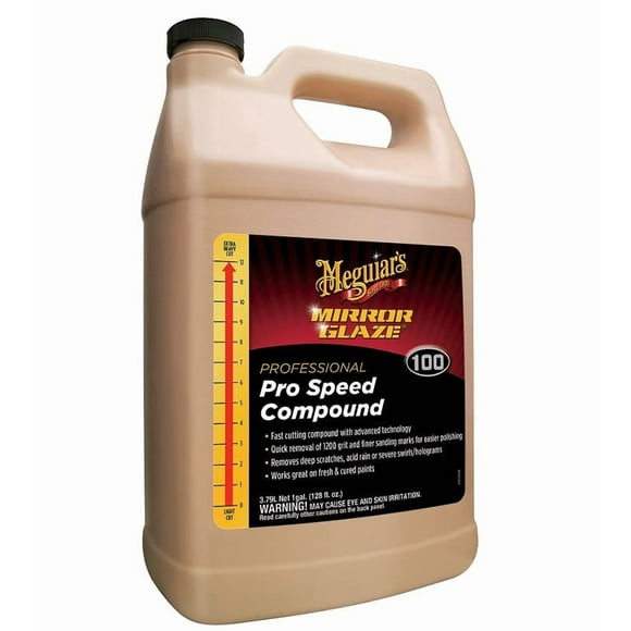 Meguiars Polishing Compound M10001 Mirror Glaze; Removes Deep Scratches/Acid Rain/Severe Swirls And Holograms; Pro Speed Compound; Liquid; 1 Gallon Jug; Single