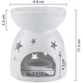 thumbnail image 3 of Juego de 2 quemadores de velas de cerámica, quemador de aceite esencial de aromaterapia, difusor de lámparas aromáticas, candelabro hueco en forma de estrella con cuchara, vela, blanco lechoso, 3 of 6
