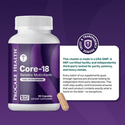 ProCare Health | Core-18 Multivitamin | 18mg Iron | Capsule | 30 Count | 1 Month Supply
