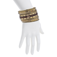 thumbnail image 2 of Lux Accessories Gold Tone Wood Burnished Aztec Multi Bangle Bracelet Set, 2 of 3