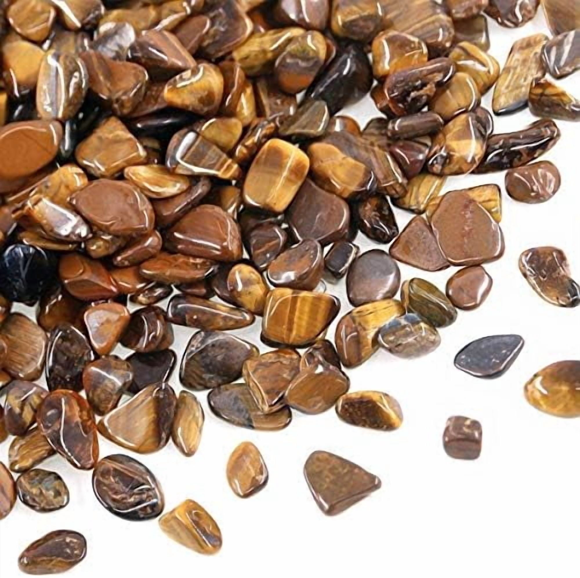 Decorative Rocks, 1 Lb/460g (Fill 0.9 Cup) Tiger's Eye Stones Irregular Gem Pebbles Quartz Gravel for Aquarium Turtle Tank Decoration/Succulent Plants Ornament/Flowerpot Vase Landscape