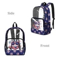 thumbnail image 2 of COEQINE Transparent Clear Backpack for Women Girls See Through PVC Bag for Stadium Concert, 17 Inch Large Capacity Schoolbag Cute Daypack for 4th of July, Cat American Flag Star, 2 of 7