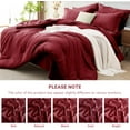 thumbnail image 4 of 5 Pieces Twin XL Comforter Set, Soft Bed in a Bag Twin XL Size, All Season Bedding Set with Comforter, Flat Sheet, Fitted Sheet, Pillowcases & Shams, Burgundy Red, 4 of 14