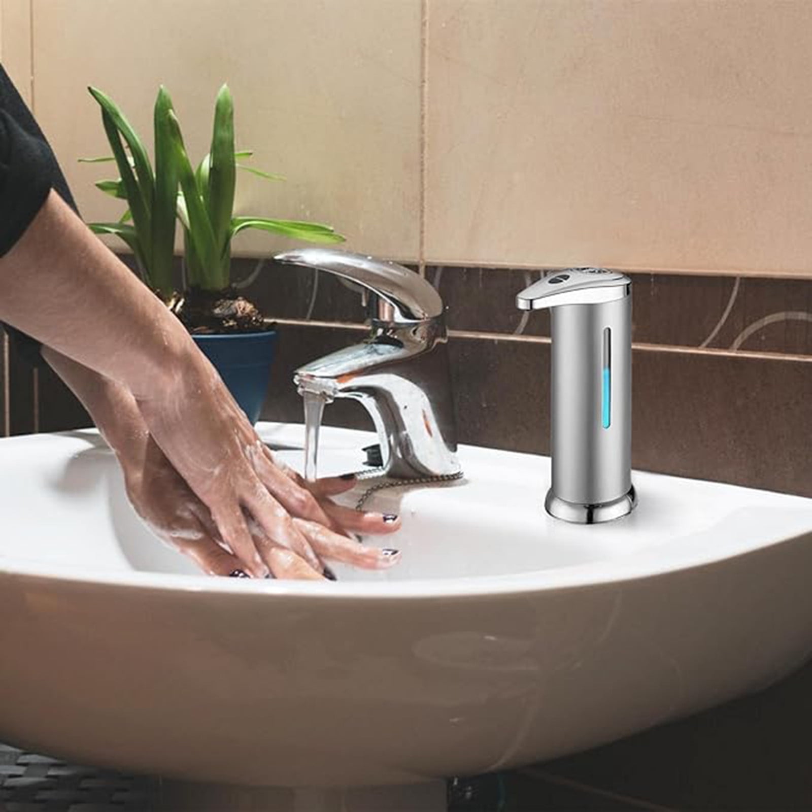 Automatic Soap Dispenser, Stainless Steel Handfree Touchless, Easy to Use, Battery Operated Touchless, Sensor Dispenser for Bathroom Kitchen Hand Lotion