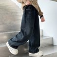 thumbnail image 5 of NOLDARES Boys Baggy Jeans Kids Casual Straight Leg Loose Fit Denim Pants with Pockets,Blue,13-14 Y, 5 of 6
