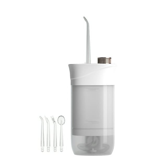 Water Flosser Cordless Oral Irrigator IPX7 Waterproof Cordless Teeth Cleaner 3 Modes USB Rechargeable Water Flosser with 200ml Water Tank 4 Nozzles Suitable for Home and Travel