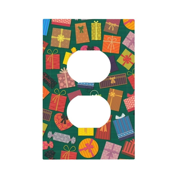 DouZhe 1-Gang Duplex Outlet Cover, Colorful Gift Boxes Decorative Wall Plates