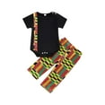 thumbnail image 2 of Elippeo Infant Boys Summer Clothes Set 3 6 12 18 Months African Style Print Patchwork Short Sleeve Crew Neck Romper and Long Pants 2Pcs Set, 2 of 10