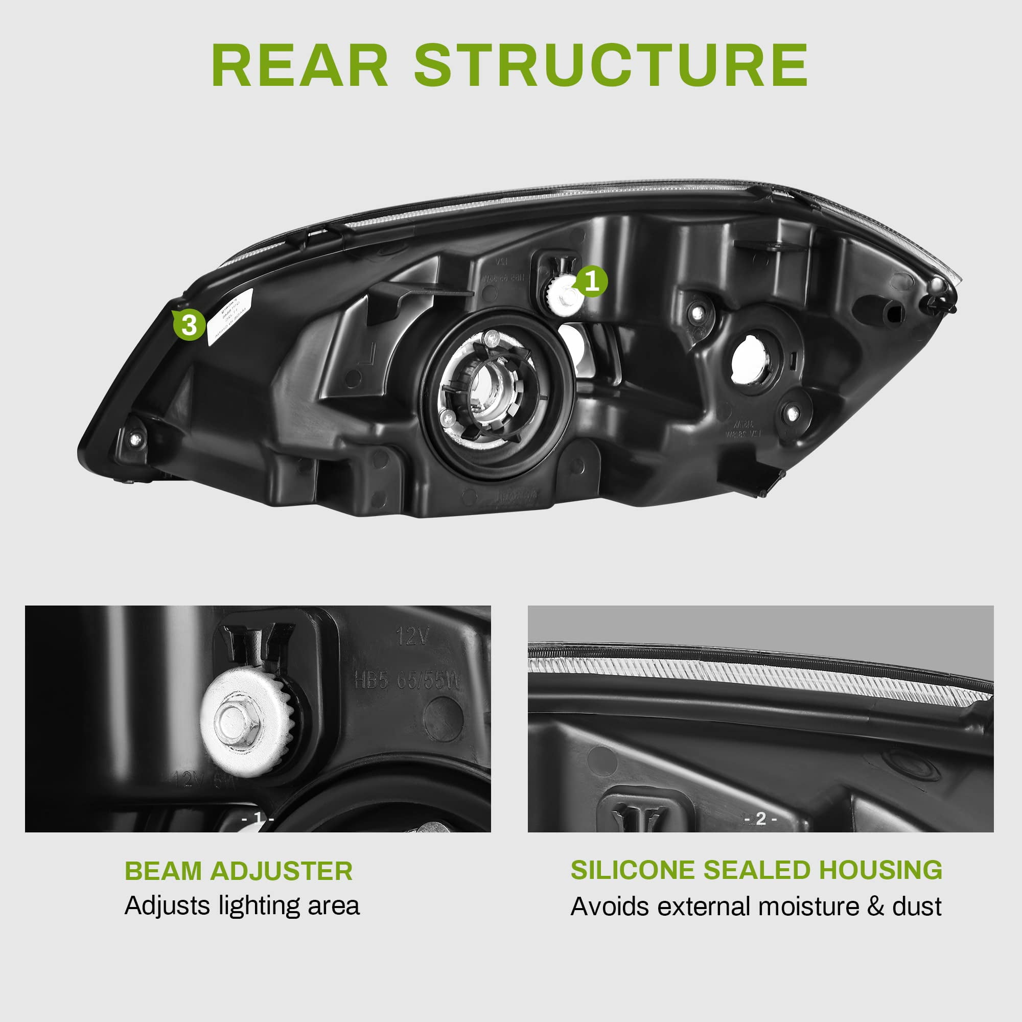 RVNI Headlights For 2005-2010 Chevy Cobalt 2007-2010 Pontiac G5 2005-2006 Pursuit Set