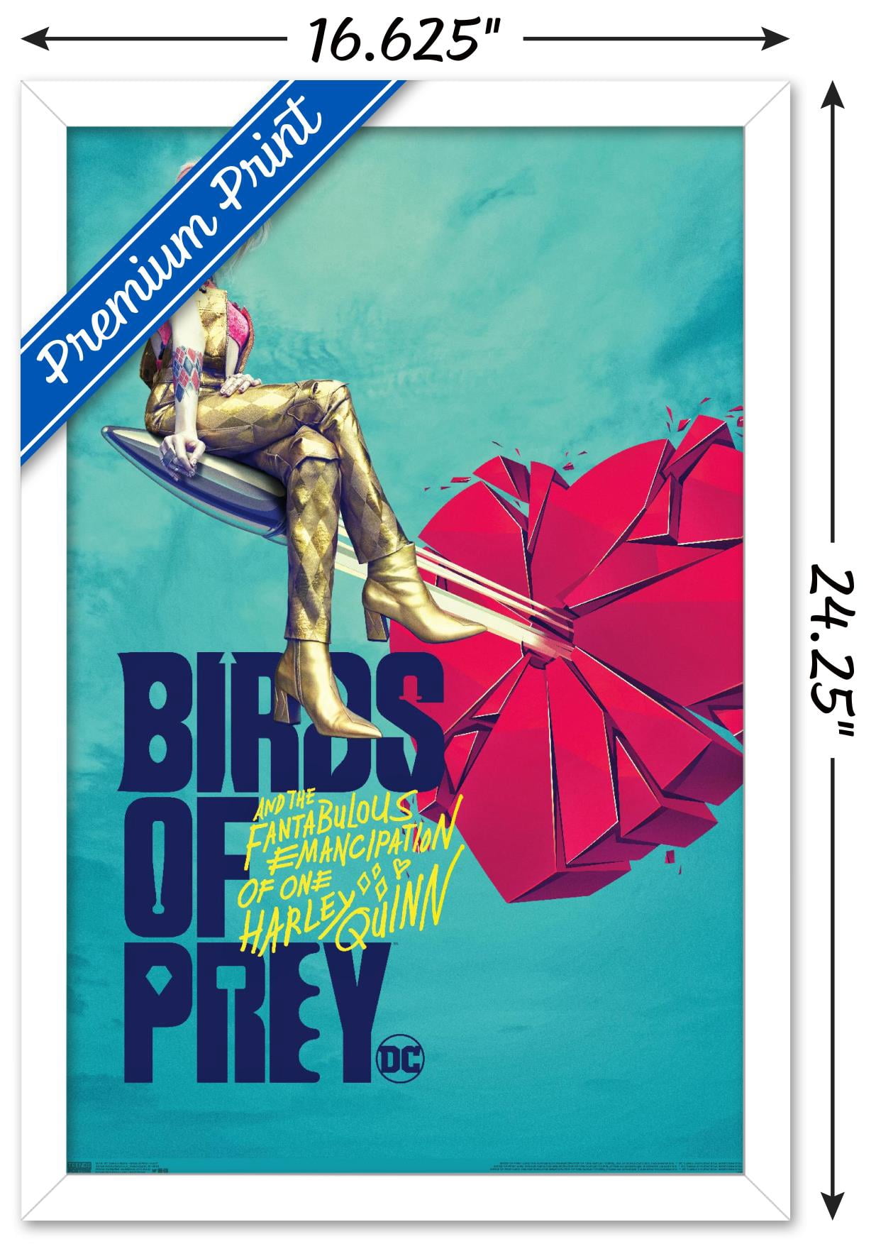DC Comics Movie - Birds Of Prey - Heart Wall Poster, 14.725" x 22.375", Framed