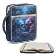 thumbnail image 2 of Xixirimido Bible Cover Case for Women Men Large Bible Cover with Handle Quilted Bible Carrying Case Bag Bible Study Supplies Accessories, Blue Pink Skulls Roses Pattern, 2 of 7