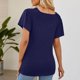 thumbnail image 4 of Wommen verano Top Loose corto ruffle manga redonda Masajeadores de cuello shirred hombro blusa para mujer azul marino XXL, 4 of 6