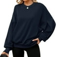 thumbnail image 2 of Sweatshirts Oversize pour Femmes Automne Col Rond en Polaire à Capuche Mode Décontractée Pull avec Poches, 2 of 5